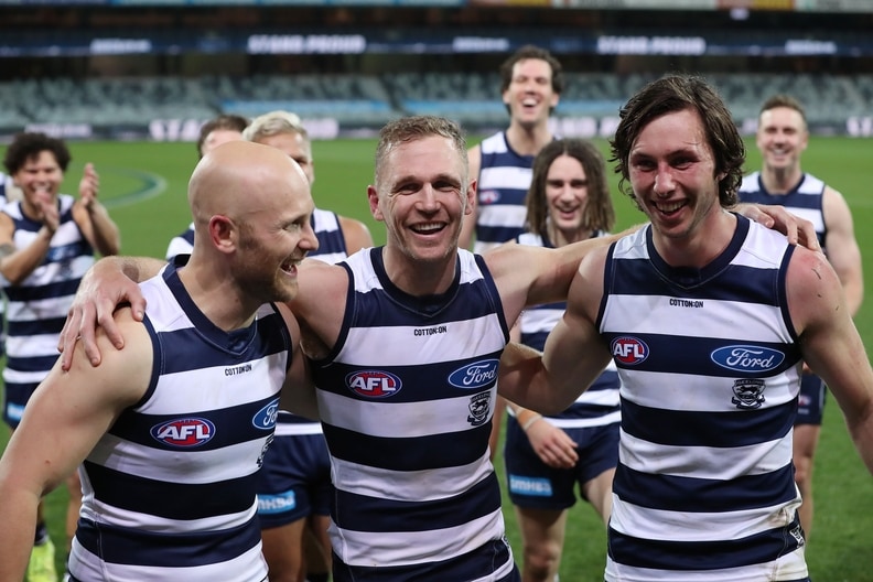 Gary Ablett Jnr, Joel Selwood and Jack Henry.