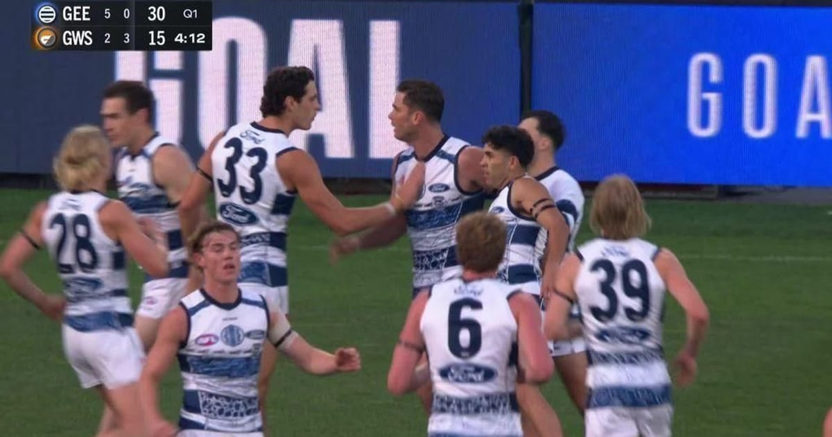 Hawkins marks Geelong games record with impressive goal