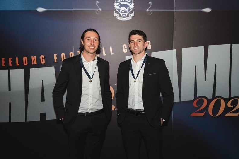 2024 Hall of Fame event at GMHBA Stadium: Jack Henry and Mark O'Connor.