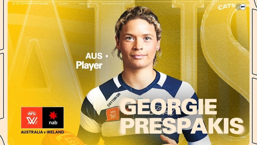 2026 aflw ireland v australia | georgie prespakis promo tile