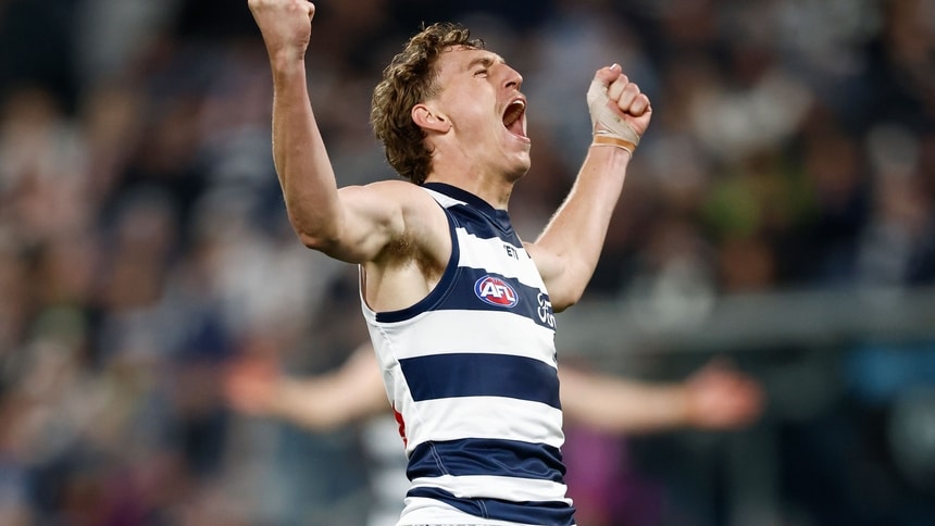 Jay Polkinghorne kicks a goal in his AFL debut | Geelong v St Kilda, Round 19, 2026