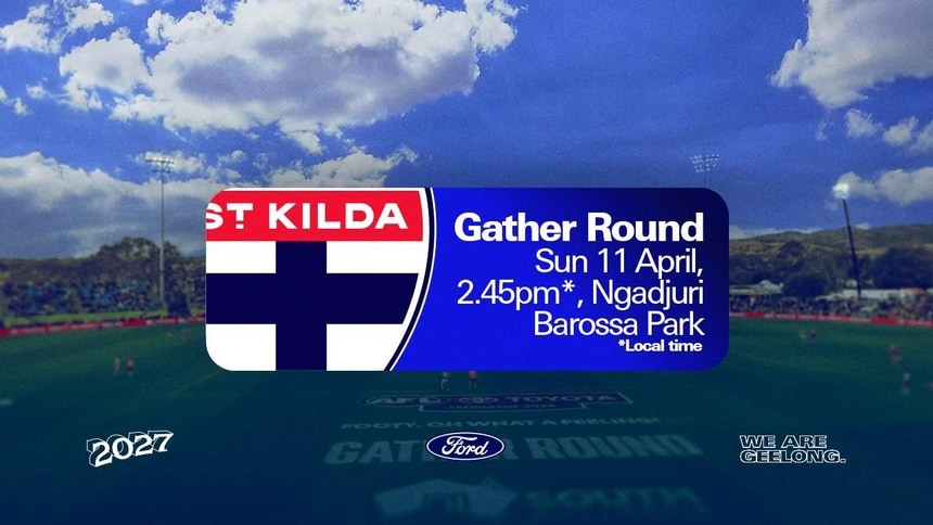 2027 gather round promo tile | geelong v st kilda